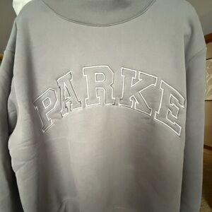 Parker Light Gray Embroidered Crewneck Sweatshirt